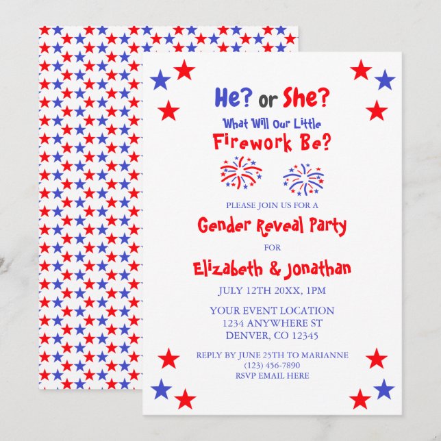 Invitación Pequeña revelación de género estadounidense sobre  (Anverso / Reverso)