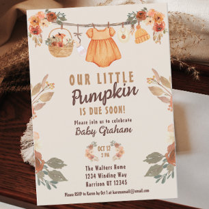 Invitación Pequeña Ropa De Calabaza Cae Baby Shower