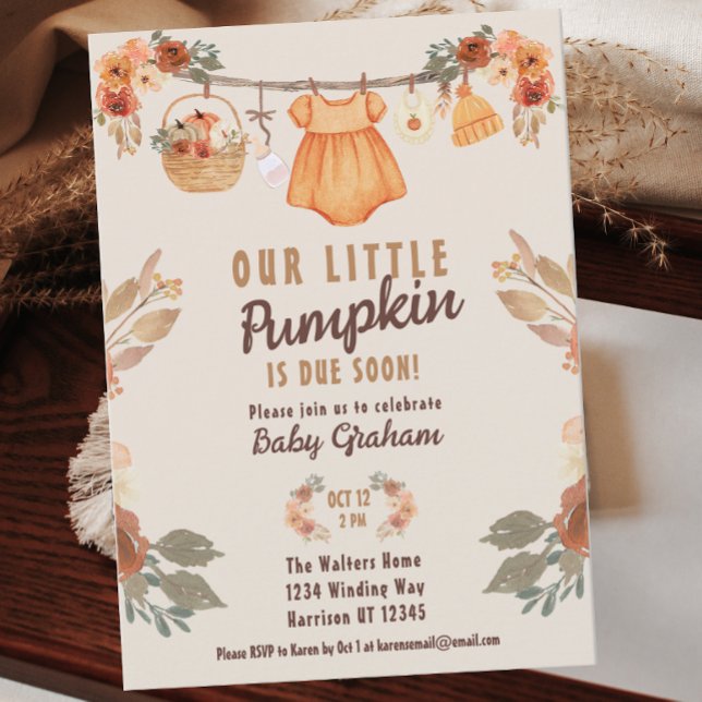 Invitación Pequeña Ropa De Calabaza Cae Baby Shower (Subido por el creador)