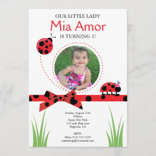 Invitación Pequeña señora Bug Birthday Invitation