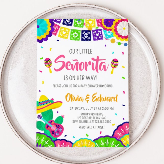 Invitación Pequeña señorita Fiesta Baby Shower (Mexican Baby Shower Invitation)