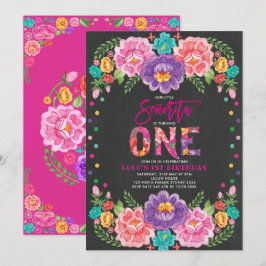 Invitación Pequeña señorita Fiesta Flor Primera Cumpleaños