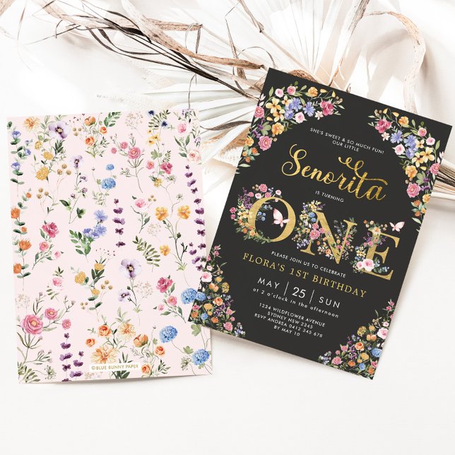 Invitación Pequeña señorita Fiesta Wildflower 1º cumpleaños (Subido por el creador)