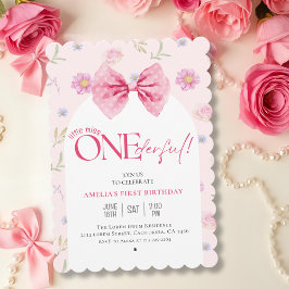 Invitación Pequeña señorita floral de Bow rosa Maravilloso pr