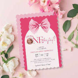Invitación Pequeña señorita floral de Bow rosa Maravilloso pr