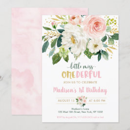Invitación Pequeña Señorita Floral Rosa, Maravilloso Primer C