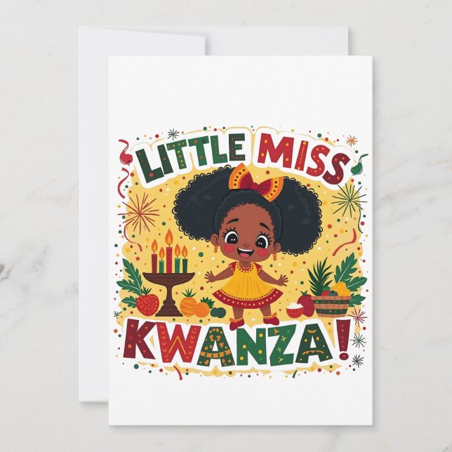 Invitación Pequeña señorita Kwanza Afroamericana herencia Kwa (Anverso)