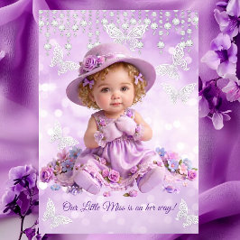 Invitación Pequeña Señorita Lila Niña Morada Baby Shower Lind