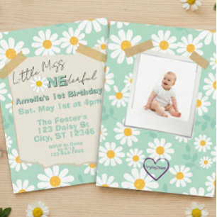 Invitación Pequeña Señorita Maravillosa, 1er Cumpleaños Daisy