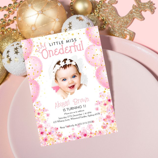 Invitación Pequeña señorita Maravillosa Rosa Primera invitaci (Subido por el creador)
