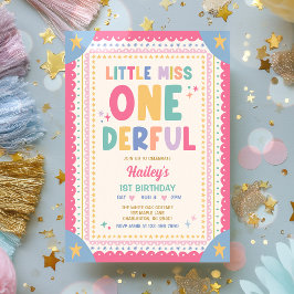 Invitación Pequeña Señorita Onederful Caprichosa Cumpleaños 1