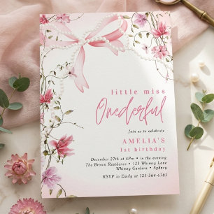 Invitación Pequeña Señorita Onederful Cumpleaños 1 Coquette L