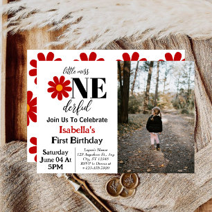 Invitación Pequeña Señorita Onederful Cumpleaños número 1 Fot