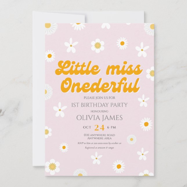 Invitación Pequeña señorita rosa florida en un maravilloso pr (Anverso)