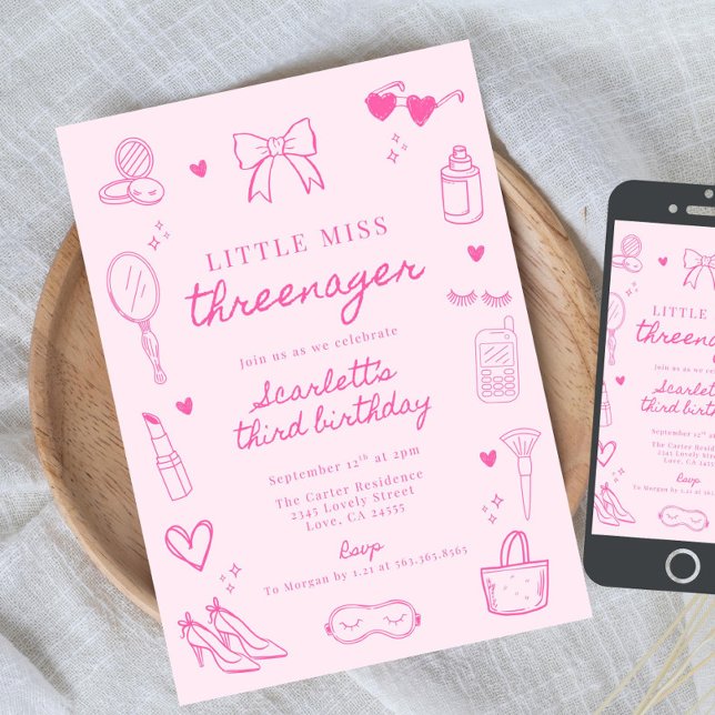 Invitación Pequeña Señorita Threenager, Moda y Maquillaje Thr (Subido por el creador)