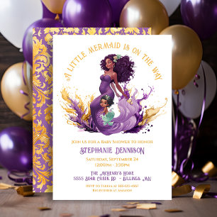 Invitación Pequeña sirena afroamericana Baby Shower