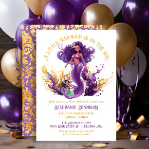 Invitación Pequeña sirena afroamericana Baby Shower