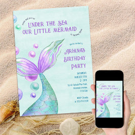 Invitación Pequeña sirena bajo el mar Fiesta de Cumpleaños de
