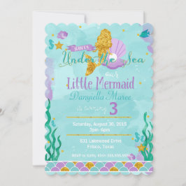 Invitación Pequeña sirena bajo el mar Invitan al cumpleaños d