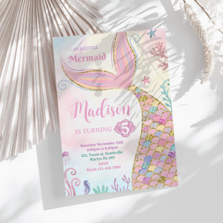 Invitación Pequeña sirena bajo el mar Magical Chica Cumpleaño