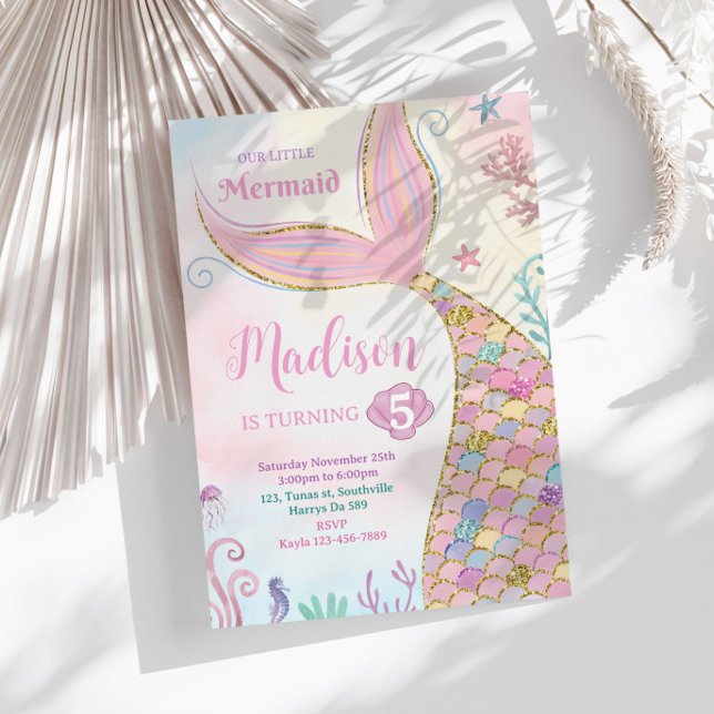 Invitación Pequeña sirena bajo el mar Magical Chica Cumpleaño (Subido por el creador)