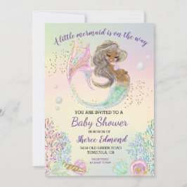 Invitación Pequeña sirena de Baby Shower afroamericano