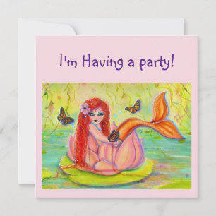 Invitación Pequeña sirena de cabeza roja de Renee Lavoie