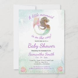 Invitación Pequeña sirena Purpurina de Baby Shower