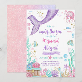 Invitación Pequeña Sirenita Bajo El Cumpleaños Del Mar