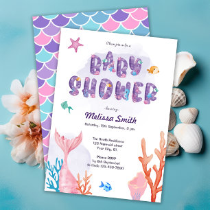 Invitación Pequeña Sirenita Bajo El Mar Baby Shower