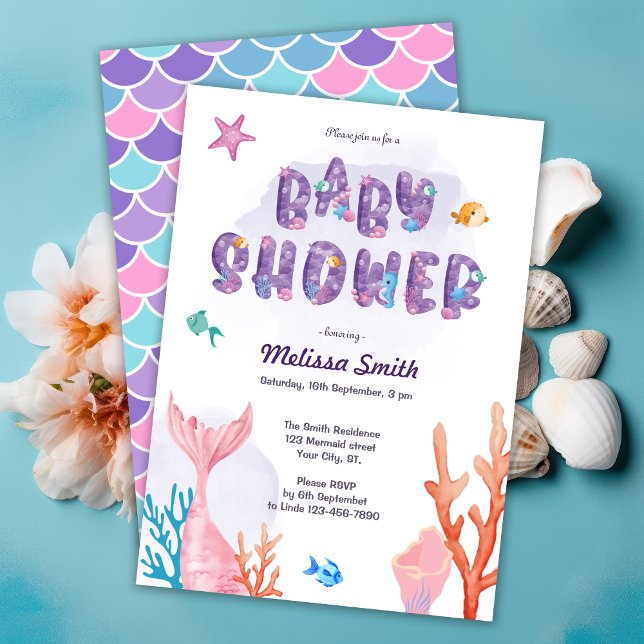 Invitación Pequeña Sirenita Bajo El Mar Baby Shower (Subido por el creador)