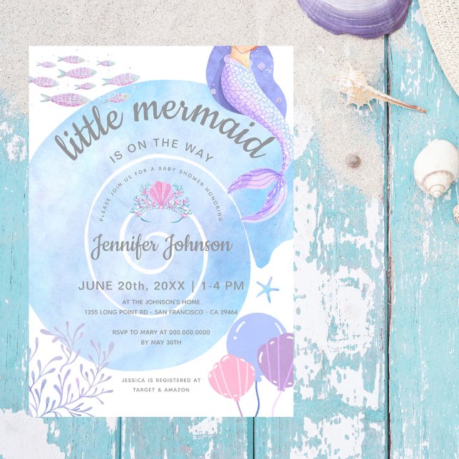 Invitación Pequeña Sirenita En El Camino De La Baby Shower De (Subido por el creador)
