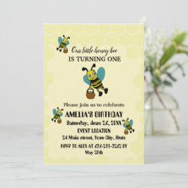 Invitación Pequeña temática personalizada de Bee Primer fiest