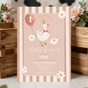 Invitación Pequeña Tonta Gansa Daisy Niña Cumple 1 Año
