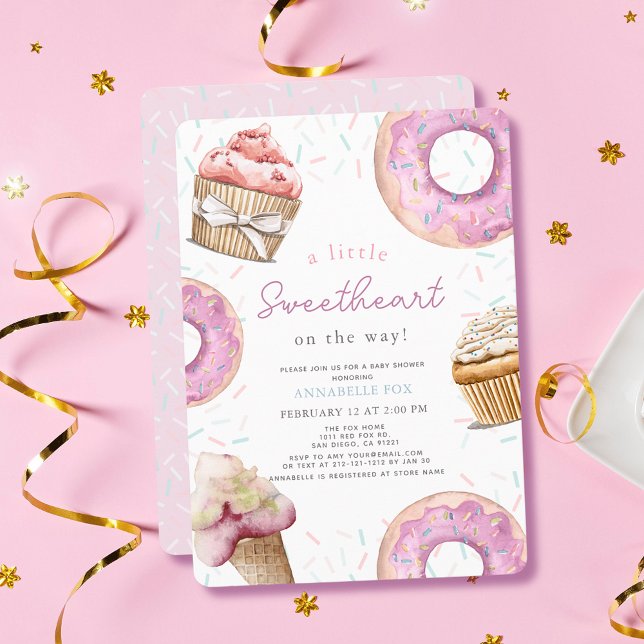 Invitación Pequeña torta rosada y Baby Shower de donut (Subido por el creador)