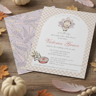 Invitación Pequeña Turquía Chica de otoño en Baby Shower