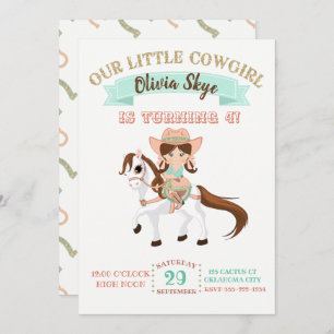 Invitación Pequeña vaquera en cumpleaños de los chicas del