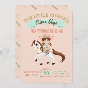Invitación Pequeña vaquera en cumpleaños de los chicas del