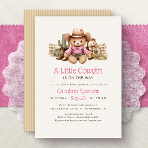 Invitación Pequeña Vaquera Rosa Fiesta de Bebé al Estilo West