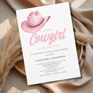Invitación Pequeña Vaquera Rosa Fiesta de Bebé al Estilo West