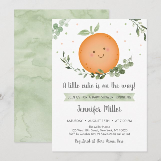 Invitación Pequeña vegetación cuata Baby Shower neutral (Anverso / Reverso)