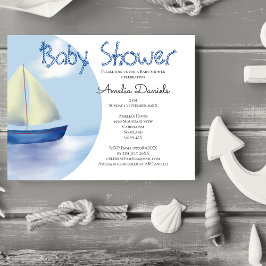 Invitación Pequeña y encantadora Baby Shower en barco de vela