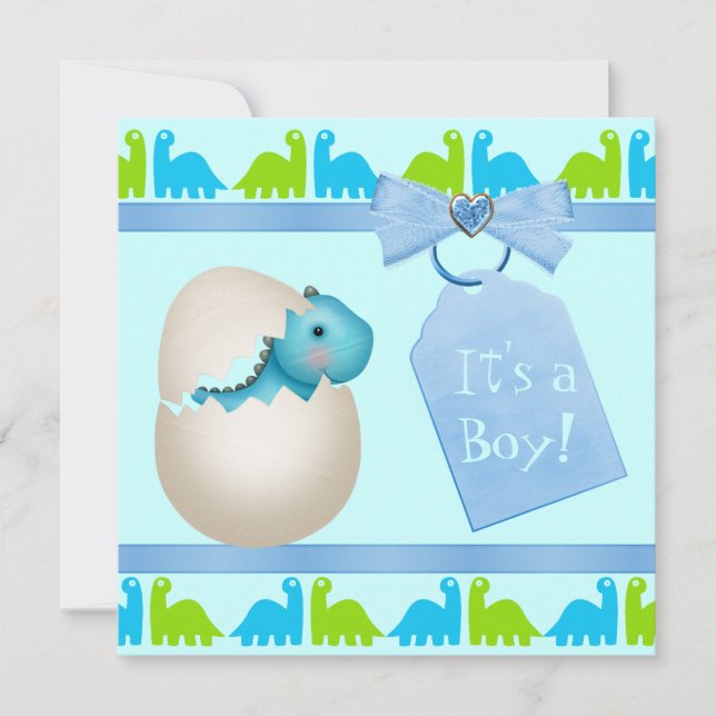 Invitación Pequeña y recién casada dinosaurio Baby Shower (Anverso)
