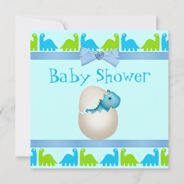 Invitación Pequeña y recién casada dinosaurio Baby Shower (Anverso)