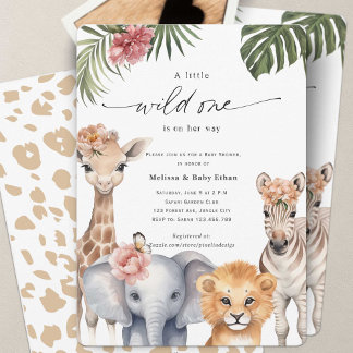 Invitación Pequeña y salvaje bebé Safari Animales Baby Show