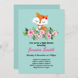 Invitación pequeña zorro lindo bebé ducha