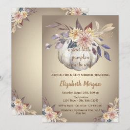 Invitación Pequeñas Calabazas,Flores,Baby Shower de Otoño 