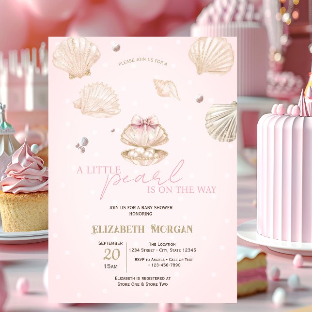 Invitación Pequeñas Conchas de Perla Puntos Shower de Bebé (Subido por el creador)