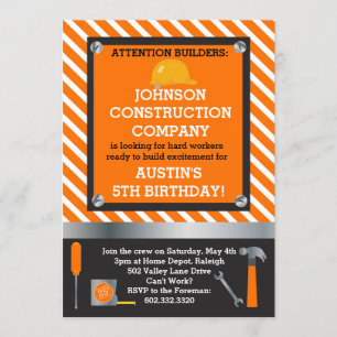Invitación Pequeñas construcción del constructor y fiesta de