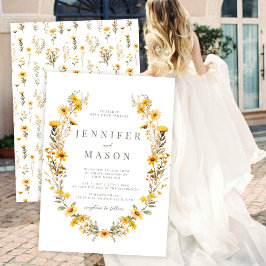 Invitación Pequeñas flores amarillas flores silvestres invita